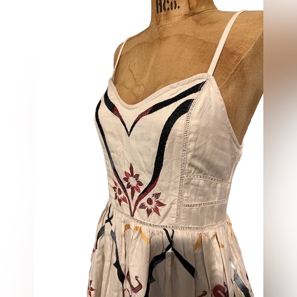 Free People White and Pink Embroidered Mini Dress EUC - Picture 3 of 14